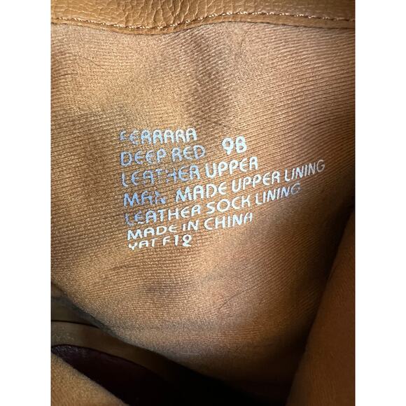 Earthies Steampunk Ruffled Leather Ferarra Platform Boots Deep Red Wine 9 - Picture 10 of 10